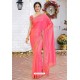 Hot Pink Latest Designer Party Wear Hand Work Sari