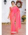 Hot Pink Latest Designer Party Wear Hand Work Sari