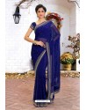 Navy Blue Latest Designer Party Wear Hand Work Sari