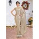 Taupe Latest Designer Party Wear Hand Work Sari