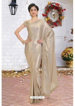 Taupe Latest Designer Party Wear Hand Work Sari