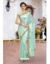 Olive Green Latest Designer Party Wear Hand Work Sari