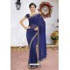 Navy Blue Latest Designer Party Wear Hand Work Sari