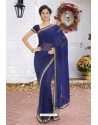 Navy Blue Latest Designer Party Wear Hand Work Sari