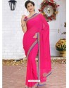 Fuchsia Latest Designer Party Wear Hand Work Sari