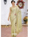 Light Beige Latest Designer Party Wear Hand Work Sari