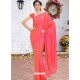 Dark Peach Latest Designer Party Wear Hand Work Sari