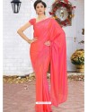 Dark Peach Latest Designer Party Wear Hand Work Sari