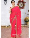 Dark Peach Latest Designer Party Wear Hand Work Sari