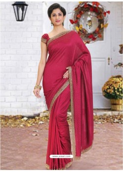 Maroon Latest Designer Party Wear Hand Work Sari