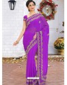 Lavender Latest Designer Party Wear Hand Work Sari