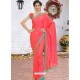 Dark Peach Latest Designer Party Wear Hand Work Sari