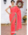 Dark Peach Latest Designer Party Wear Hand Work Sari