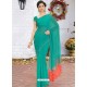 Aqua Mint Latest Designer Party Wear Hand Work Sari