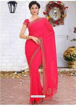 Dark Peach Latest Designer Party Wear Hand Work Sari