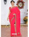 Dark Peach Latest Designer Party Wear Hand Work Sari