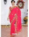 Dark Peach Latest Designer Party Wear Hand Work Sari