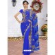 Dark Blue Latest Designer Party Wear Hand Work Sari