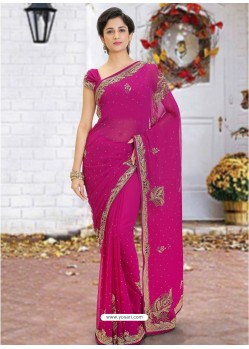 Medium Violet Latest Designer Party Wear Hand Work Sari