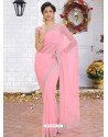 Baby Pink Latest Designer Party Wear Hand Work Sari