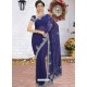 Navy Blue Latest Designer Party Wear Hand Work Sari
