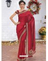 Maroon Latest Designer Party Wear Hand Work Sari