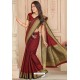 Maroon Latest Designer Casual Wear Organza Silk Sari