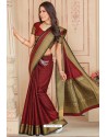 Maroon Latest Designer Casual Wear Organza Silk Sari
