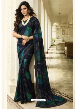 Navy Blue Designer Party Wear Silk Georgette Sari