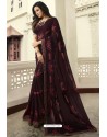 Deep Scarlet Designer Party Wear Silk Georgette Sari