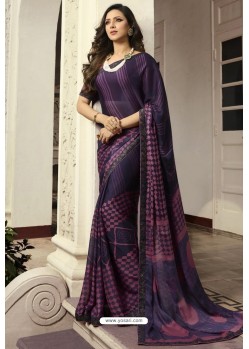 Purple Designer Party Wear Silk Georgette Sari