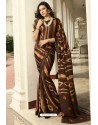 Coffee Designer Party Wear Silk Georgette Sari