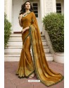 Marigold Designer Party Wear Silk Georgette Sari