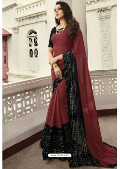 Maroon Designer Party Wear Silk Georgette Sari