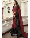 Maroon Designer Party Wear Silk Georgette Sari