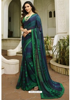 Navy Blue Designer Party Wear Silk Georgette Sari