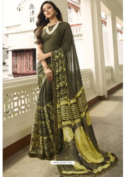 Mehendi Designer Party Wear Silk Georgette Sari