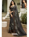 Grey Designer Party Wear Silk Georgette Sari