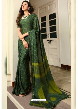 Dark Green Designer Party Wear Silk Georgette Sari