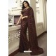 Coffee Designer Party Wear Silk Georgette Sari