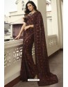 Coffee Designer Party Wear Silk Georgette Sari