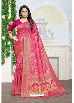 Fuchsia Designer Classic Wear Silk Blend Sari