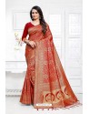 Red Designer Classic Wear Silk Blend Sari