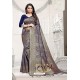 Navy Blue Designer Classic Wear Silk Blend Sari