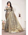 Grey Designer Classic Wear Silk Blend Sari