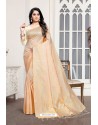 Cream Designer Classic Wear Silk Blend Sari