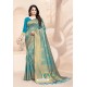 Blue Designer Classic Wear Silk Blend Sari