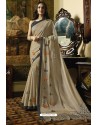 Taupe Embroidered Designer Casual Wear Sari