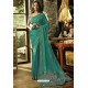 Turquoise Embroidered Designer Casual Wear Sari