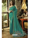 Turquoise Embroidered Designer Casual Wear Sari